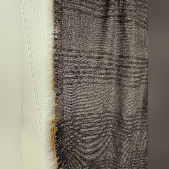 INC International Concepts Graphite Gray Brown Striped Rectangular Scarf 24 x 74 - Picture 2 of 7